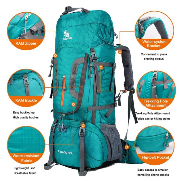 80l Hiking Backpack Waterproof Lightweight For