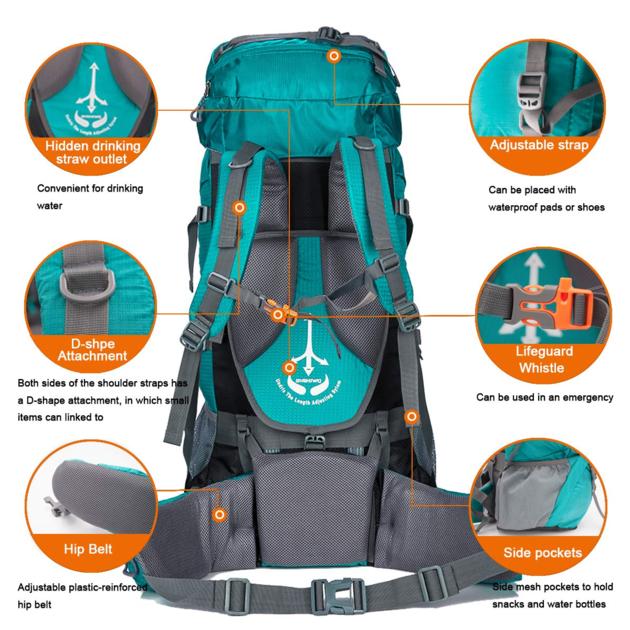 80l Hiking Backpack Waterproof Lightweight For