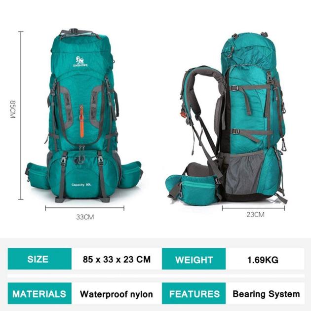 80l Hiking Backpack Waterproof Lightweight For
