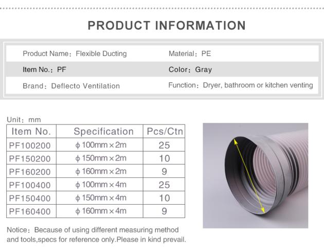 Kitchen Chimney Plastic Flexible Air Duct