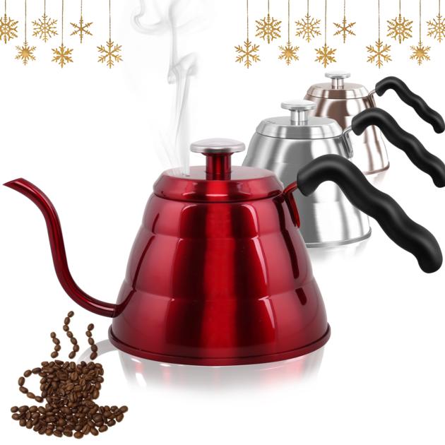 Triple Layer 18/8 Stainless Steel Drip Kettle with Integrated Thermometer