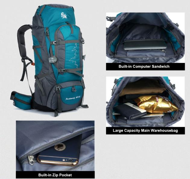 80L Waterproof Lightweight Hiking Backpack Outdoor