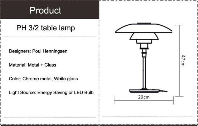 PH 3/2 Table Lamp by Louis Poulsen Quality Reproduction