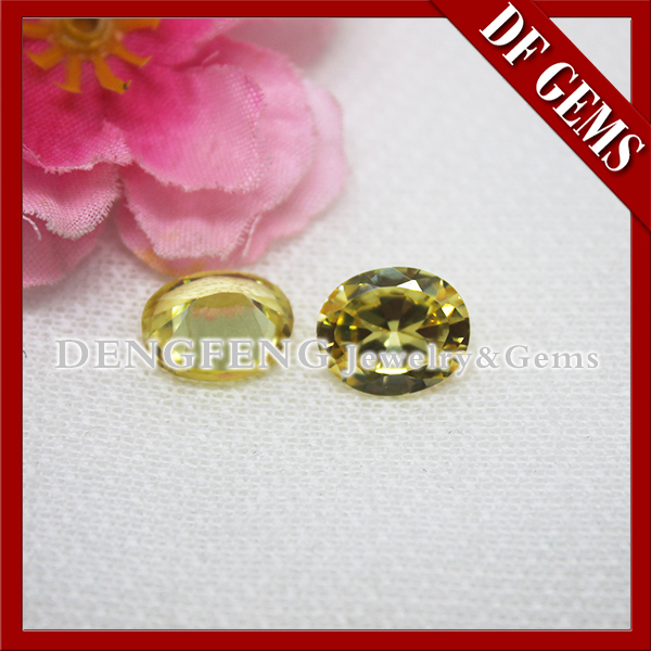 Synthetic Oval Cut Gem Stone peridot color cubic zirconia