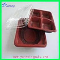 plastic disposable fast food bento lunch box with a clear lid