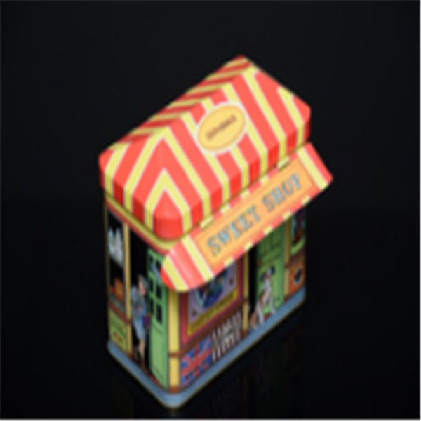 with house roof lid special shape popular candy tin can
