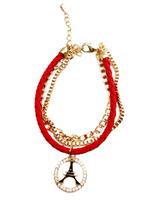 Eiffel tower leather chain bracelet