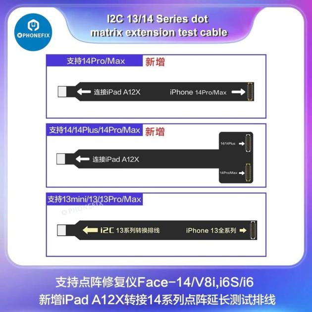  i2C Dot Matrix Extension Flex Cable for iPhone 12-14 Pro Max Face ID Repair