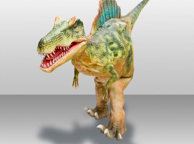 Adult walking human-controlled dinosaur costume