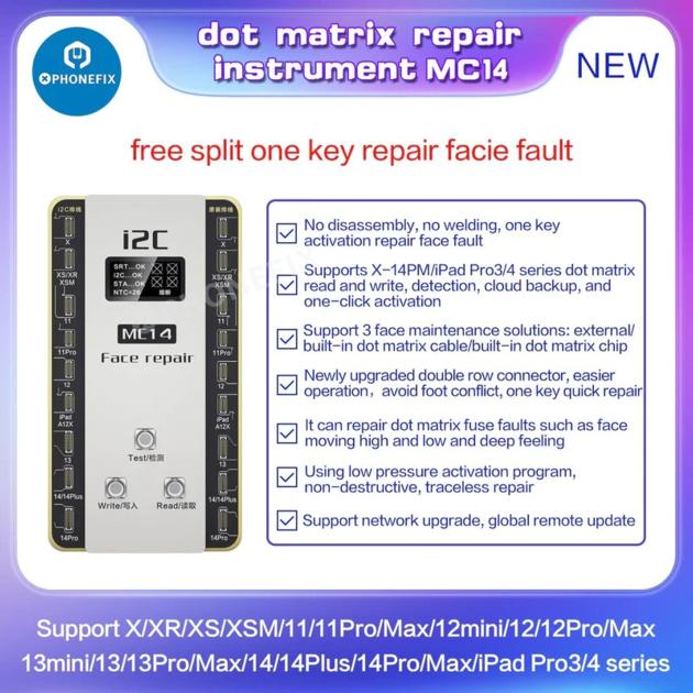    i2C MC14 Dot Matrix Face ID Repair Programmer for iPhone X-14 PM Face ID   Repair