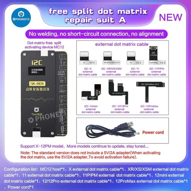  i2C MC12 SK-BOX Dot Matrix Disassembly-free Programmer with Face ID Repair Flex Cable