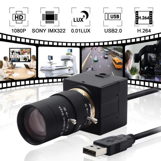 Low Light USB Camera Industrial Varifocal Mini USB Webcam Camera