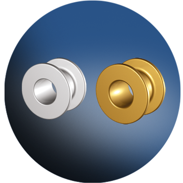 TITANIUM & GOLD PLATED COLLAR BUTTON VENTILATION TUBE GROMMET