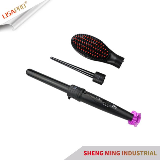 Hot Hair Curler Set 3 in 1 Interchangeable Hair Curlers And Hair Straightener Brush