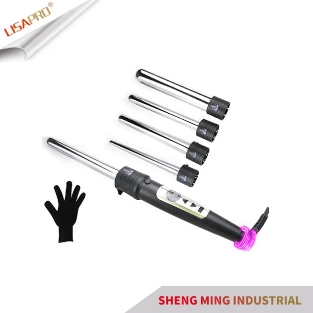 China wholesale PTC heater interchageable different sizes 5P curling iron set 