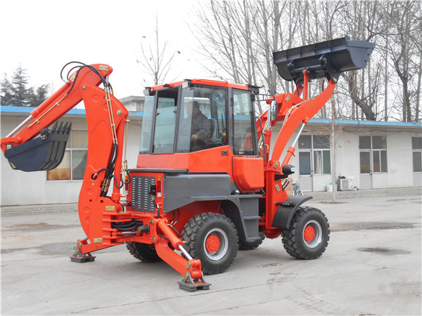 Backhoe 4 wheeler drive with quick attach coupler attachment option