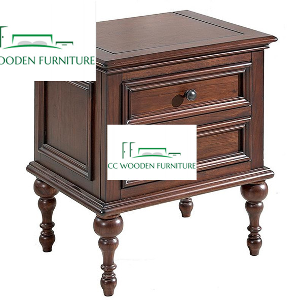 Pastoral style American country Ash wooden bedside table nightstand