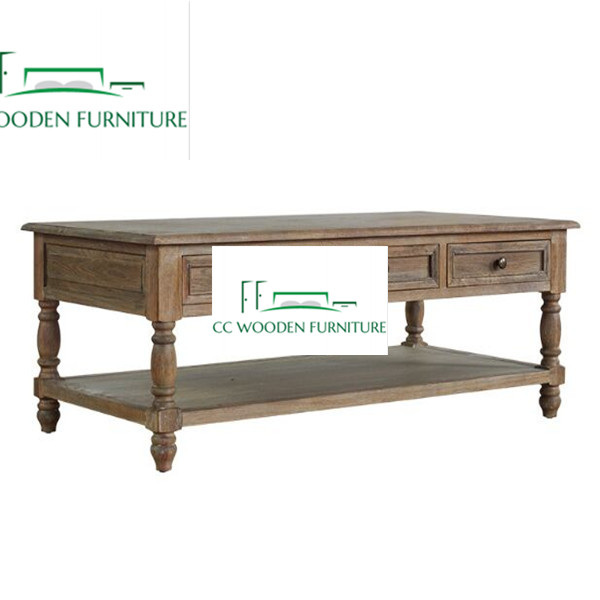 American country style wood coffee table living room furniture
