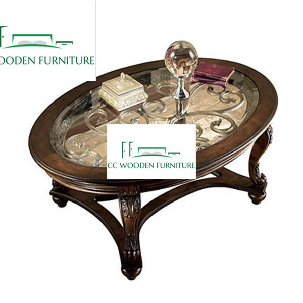 classical wood round coffee table glass coffee table