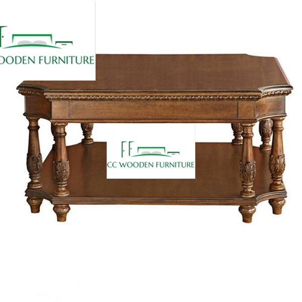 European style wood square coffee table with lift top
