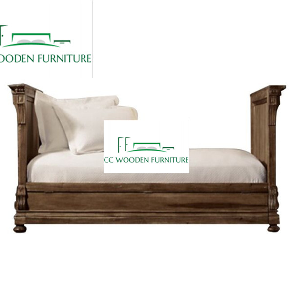 French style natural wood bed wood day bed divan bed daybeds