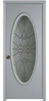 big oval steel glass door