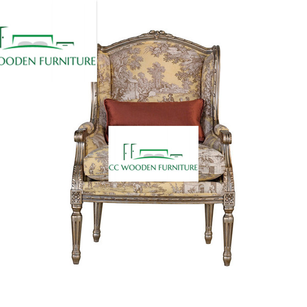 American style solid wood carved fabric sofa High back chair contemporary sofa  Make an enquiry for 