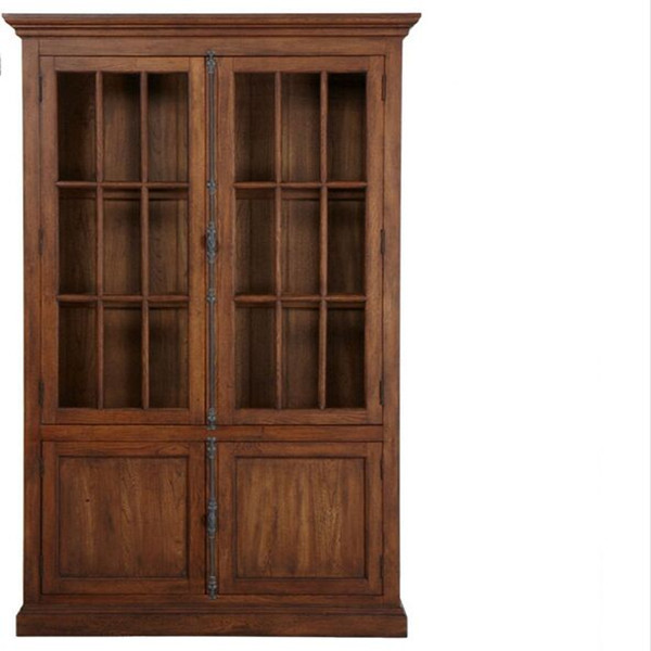 American country style wood bookcase oak closet book shelves