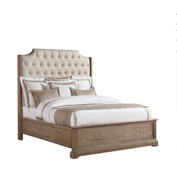 American country style king bed natural wood bed frame