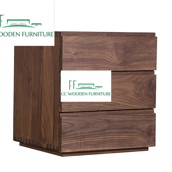 Modern minimalist black walnut wood bedside tables nightstands