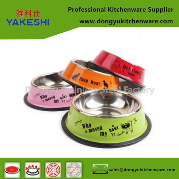 customized colour coated metal stainless pet feeder dog water bowl