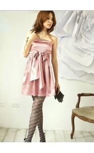 Korean Fashion Lady, No Gallus Graceful Silk Gallus Dress, Gorgeous Night ¡ìC Pink,Grey