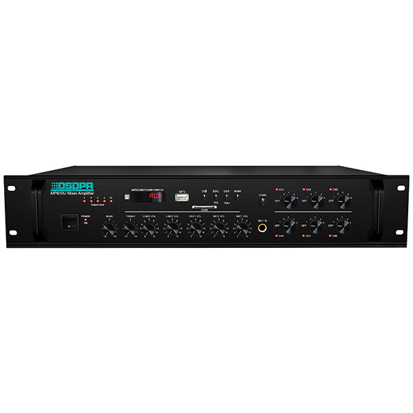 MP610U 6 Zones Paging and Music Mixer Amplifier with USB & Tuner