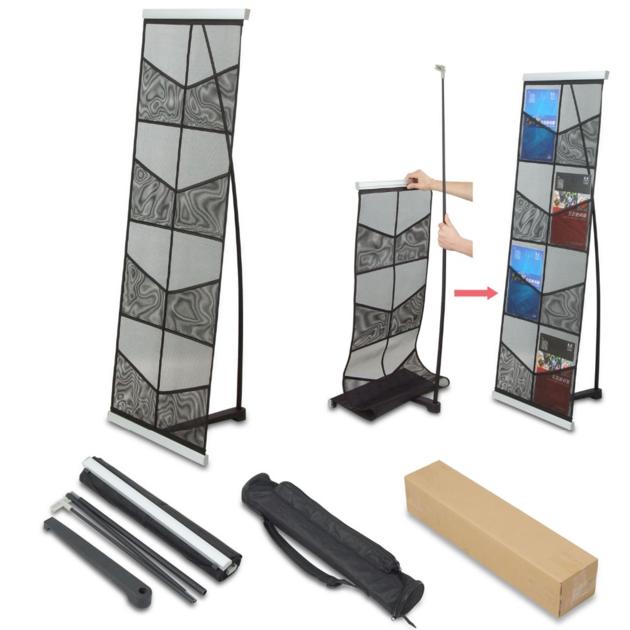 Portable aluminum folding magazine brochure holder stand 