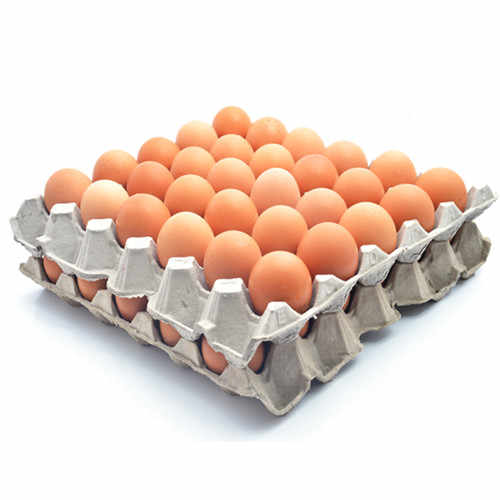 Fresh white and brown chicken eggs