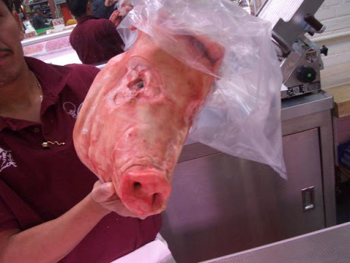 Frozen pork belly fat and pork skin