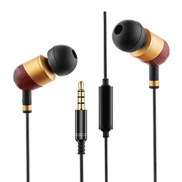 3.5mm Connectors and In-Ear Style headset stereo wooded Earphone