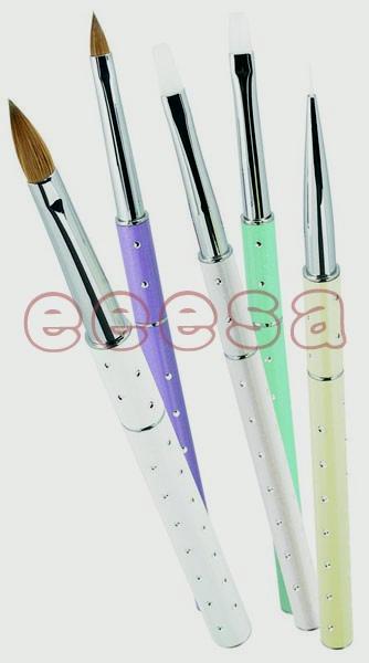 5PCS Metal Handle Kolinsky Sable Acrylic Nail Application Brush Set (EN2105)