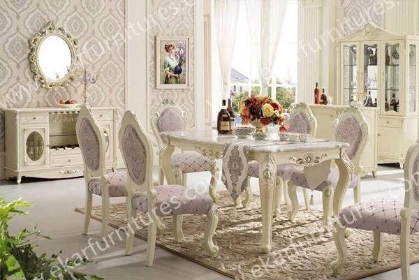 Rectangle pedestal classic italian dining room sets marble dining table