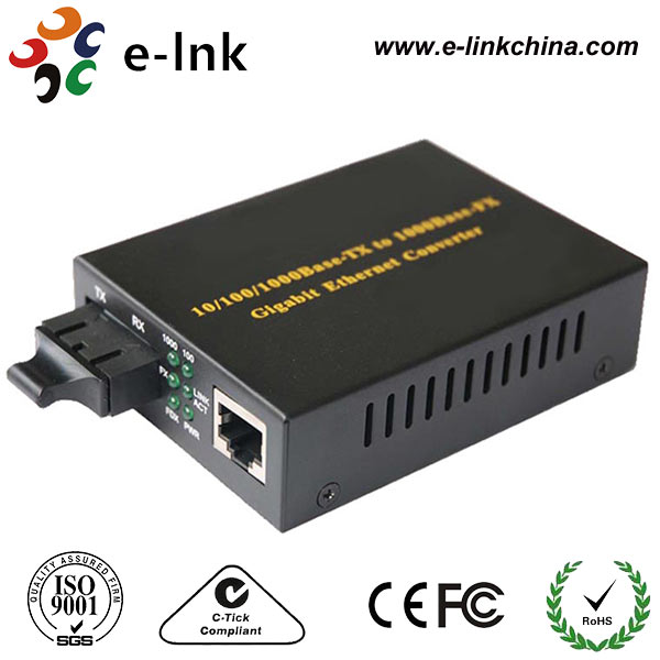 10/100/1000Mbps adaptive Gigabit Ethernet Fiber Optic to rj45 Media Converter