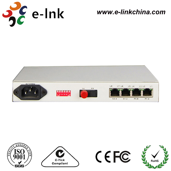 4Ch Telephone Voice FXS/FXO Pots Fiber Multiplexer with Ethernet