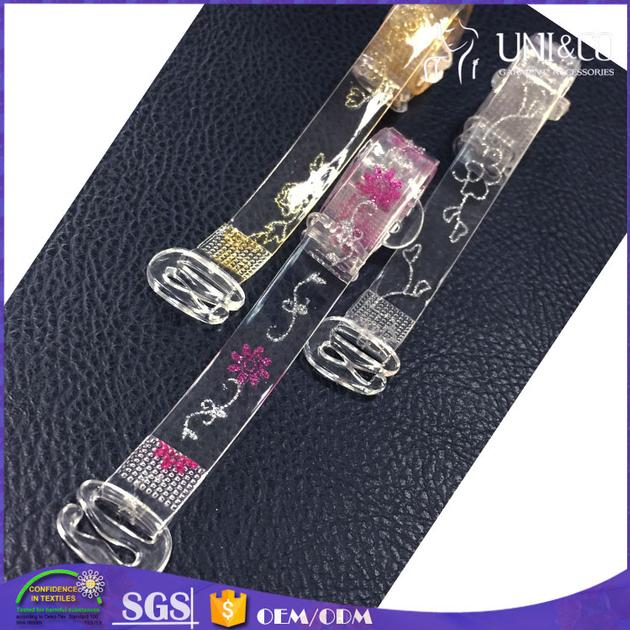 Glitter printed clear bra strap with factory price