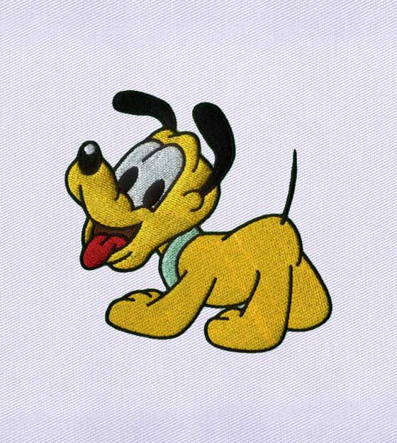 AMUSING AND SPIRITED PLUTO DOG EMBROIDERY DESIGN