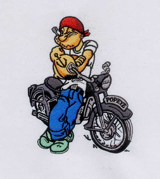 BIKER JOVIAL POPEYE EMBROIDERY DESIGN