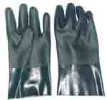 Green PVC glove fully coated