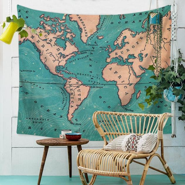 World Map Indian Tapestry Hippie Wall