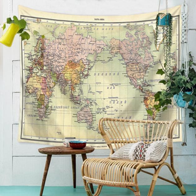World Map Indian Tapestry Hippie Wall