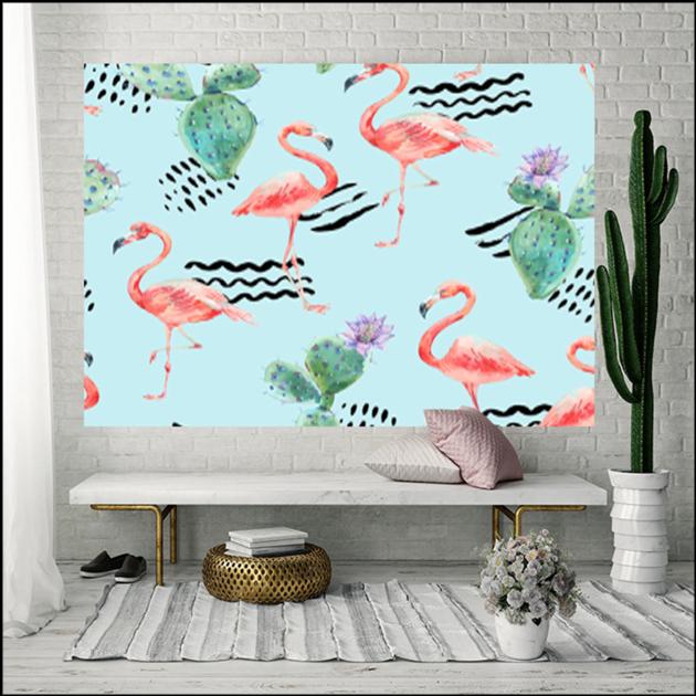 Wall hanging cactus flamingo tapestry bohemian cover beach towel throw blanket picnic Yoga mat home 