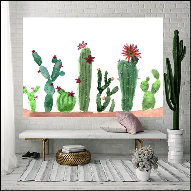 Wall Hanging Cactus Flamingo Tapestry Bohemian