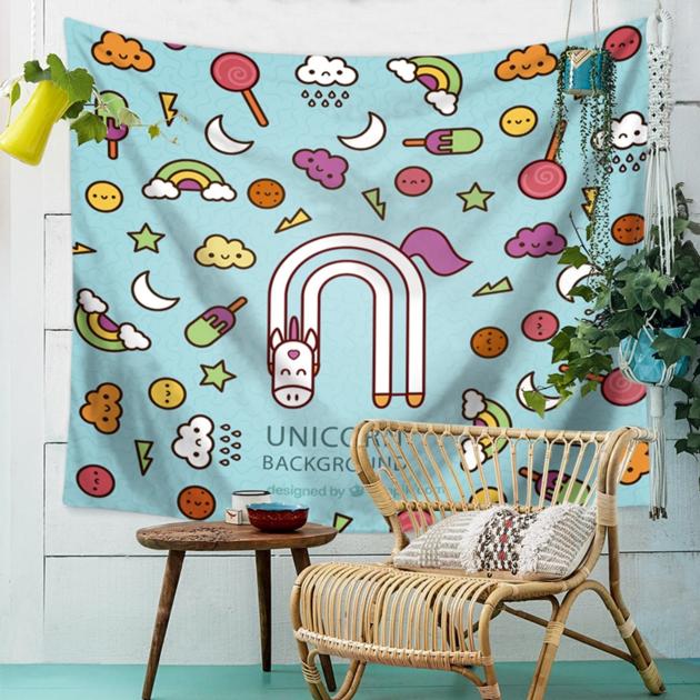 Wall Hanging Tapestry Cute Unicorn Animal